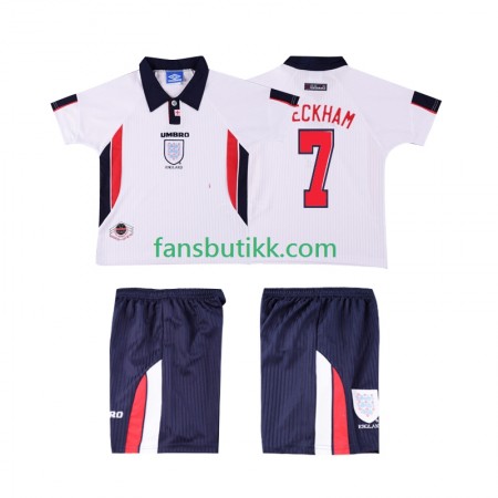Fotballdrakt England Beckham 7 Barn Retro Hjemmetrøye 1998 Kortermet
